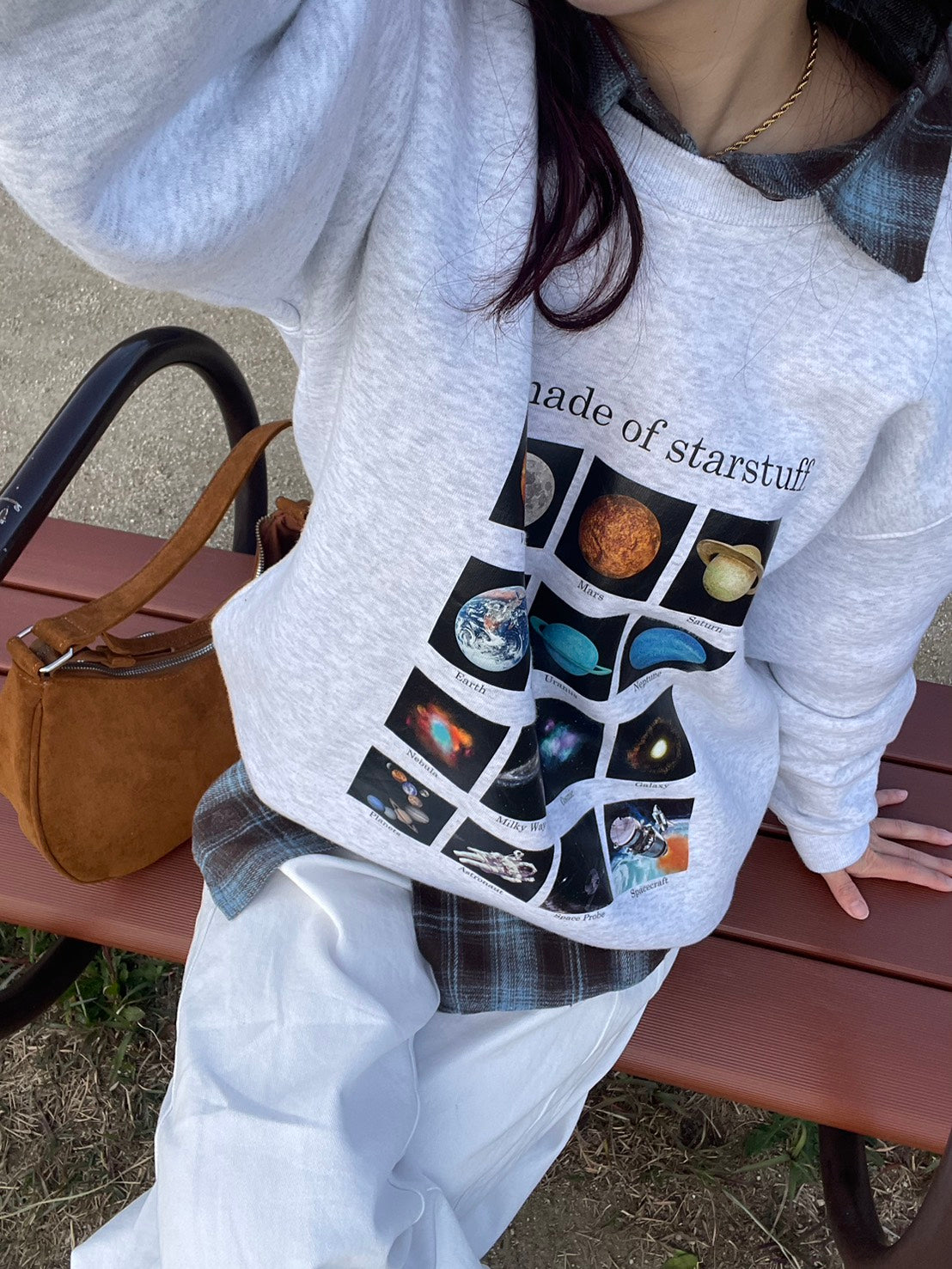 ブラウンブルーチェックネルシャツ／ルーズ BIBI-006