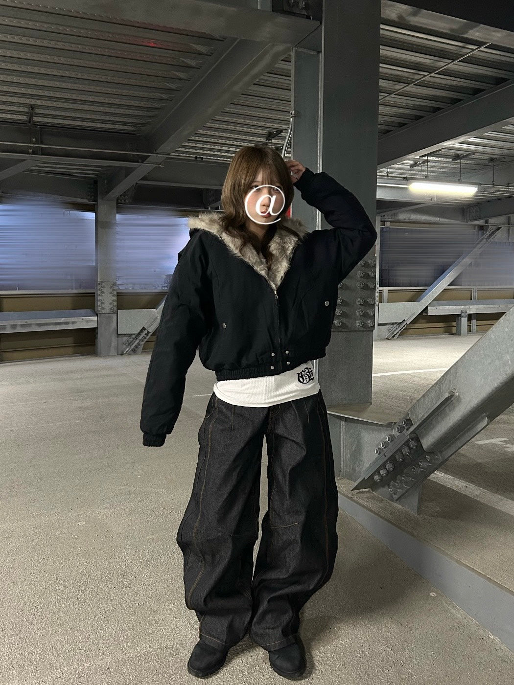 フェイクファーライニングショートブルゾン LLS-017