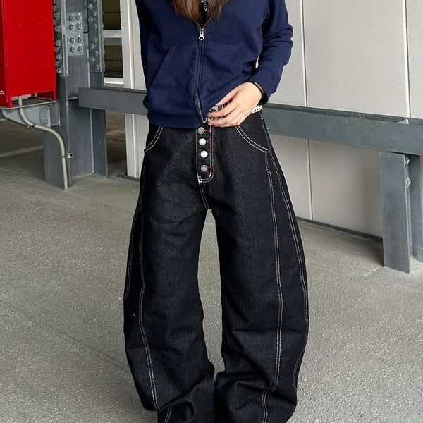 ステッチラインボタンフライカーブデニム LLS-018