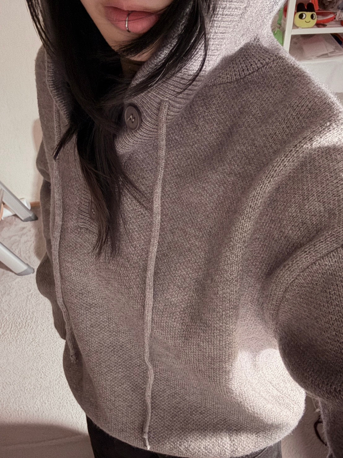 ヘビーゲージフーディボタンニットプルオーバー LXY-004