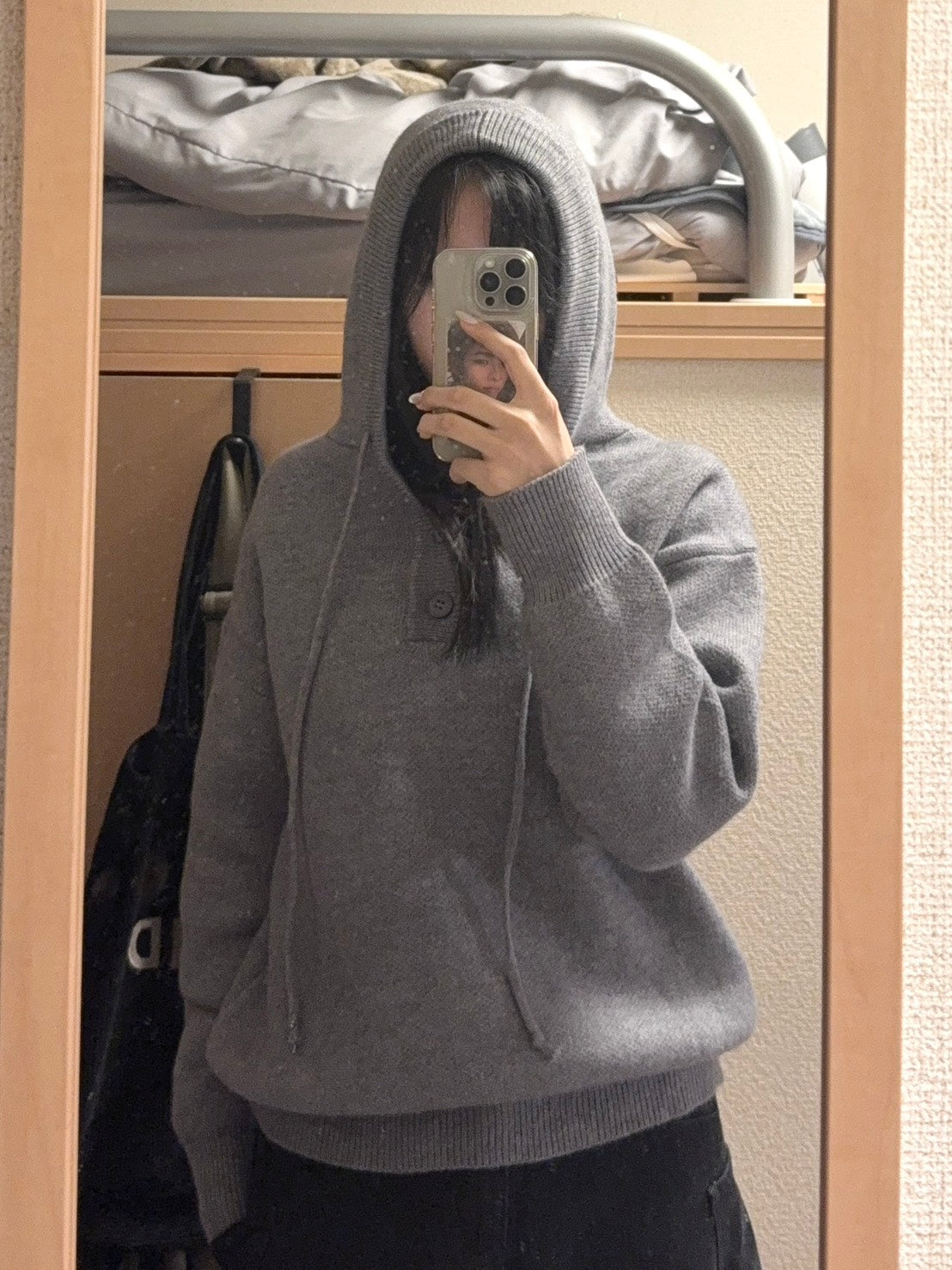 ヘビーゲージフーディボタンニットプルオーバー LXY-004