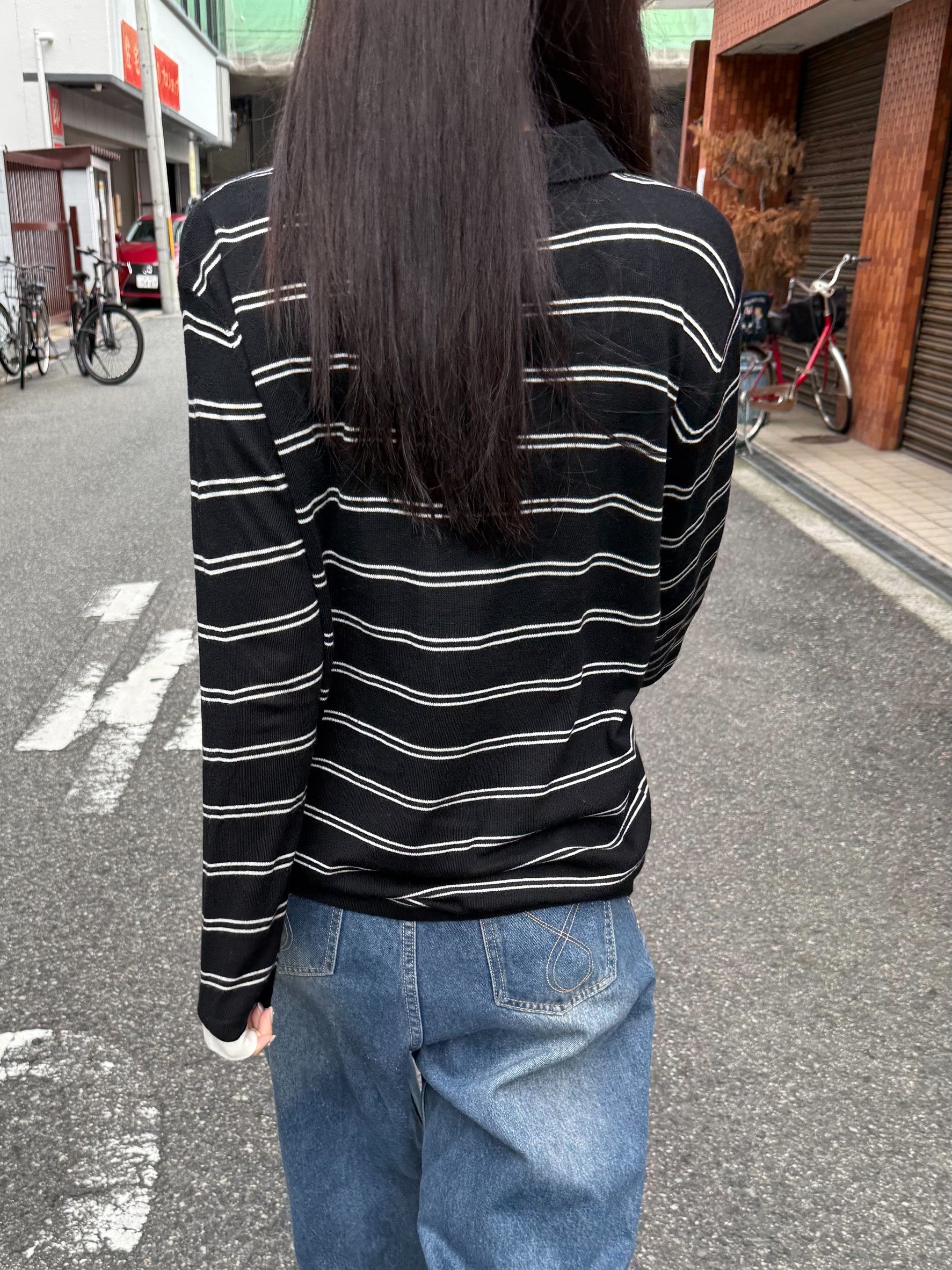 スクールライクボーダーニットポロシャツ TM-012