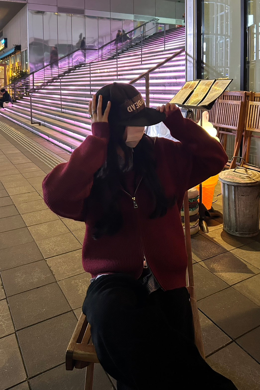 ダブルジップオーバーニットフーディーカーデ　LO-002