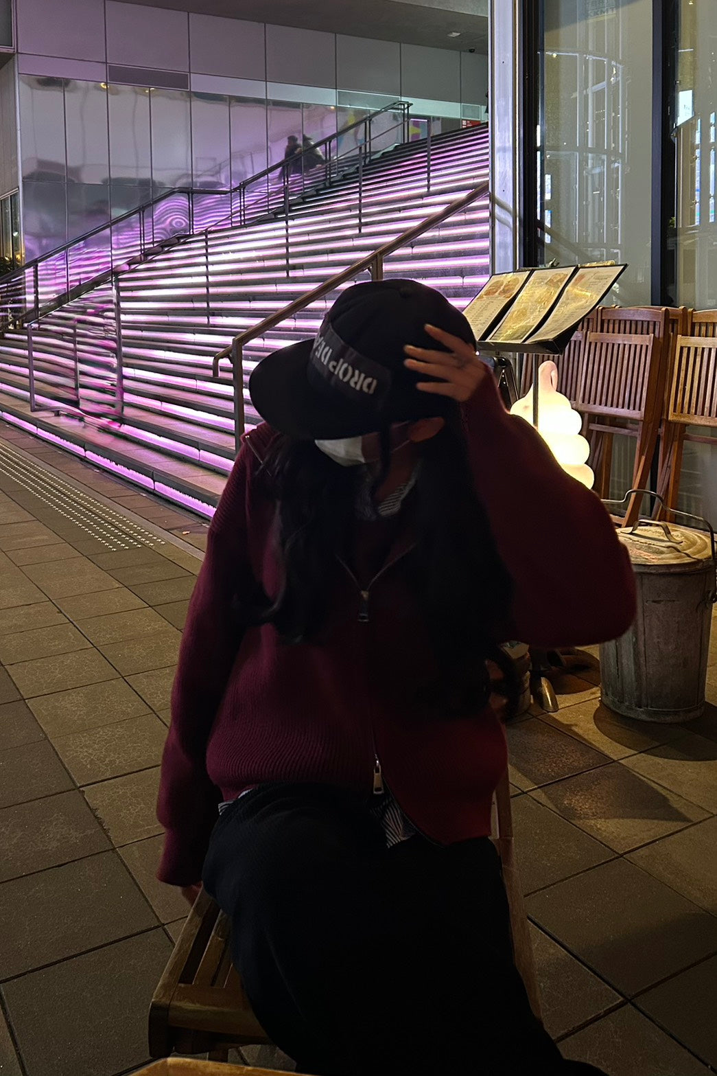 ダブルジップオーバーニットフーディーカーデ　LO-002