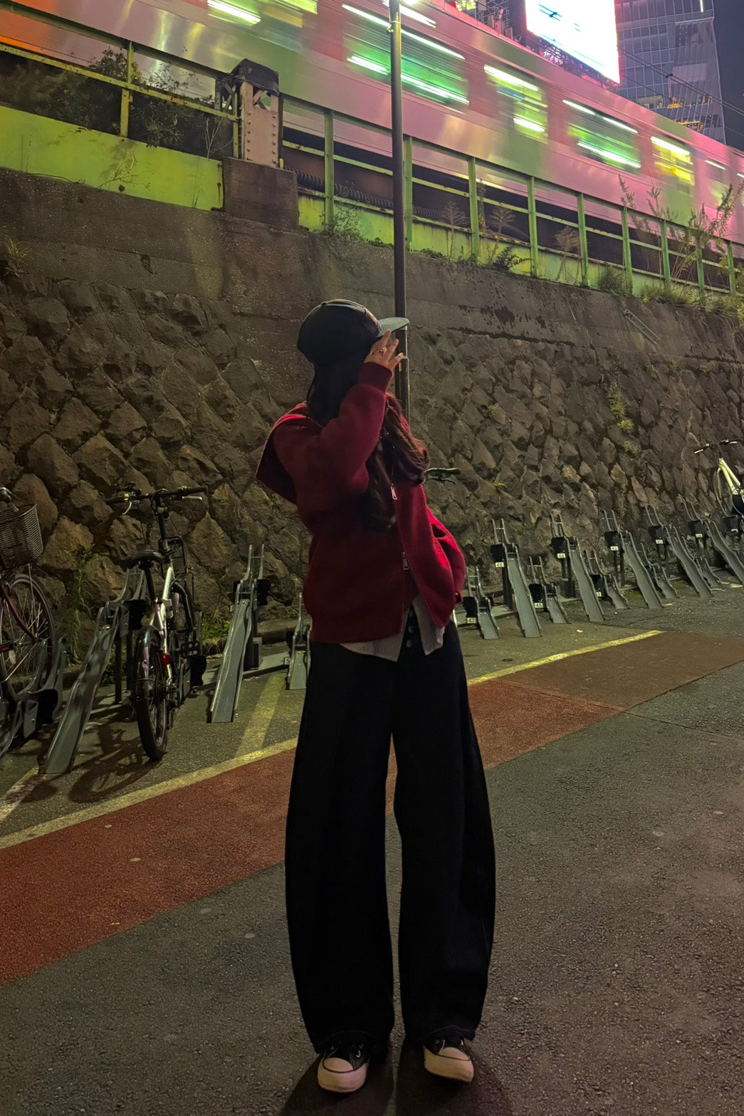 ダブルジップオーバーニットフーディーカーデ　LO-002