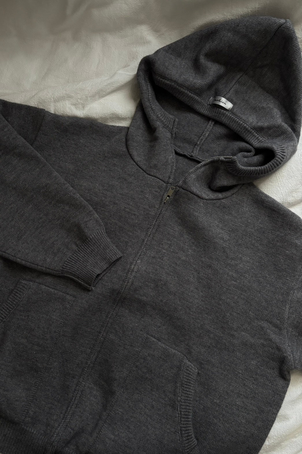 メランジニットジップフーディリラックストップ UI-004