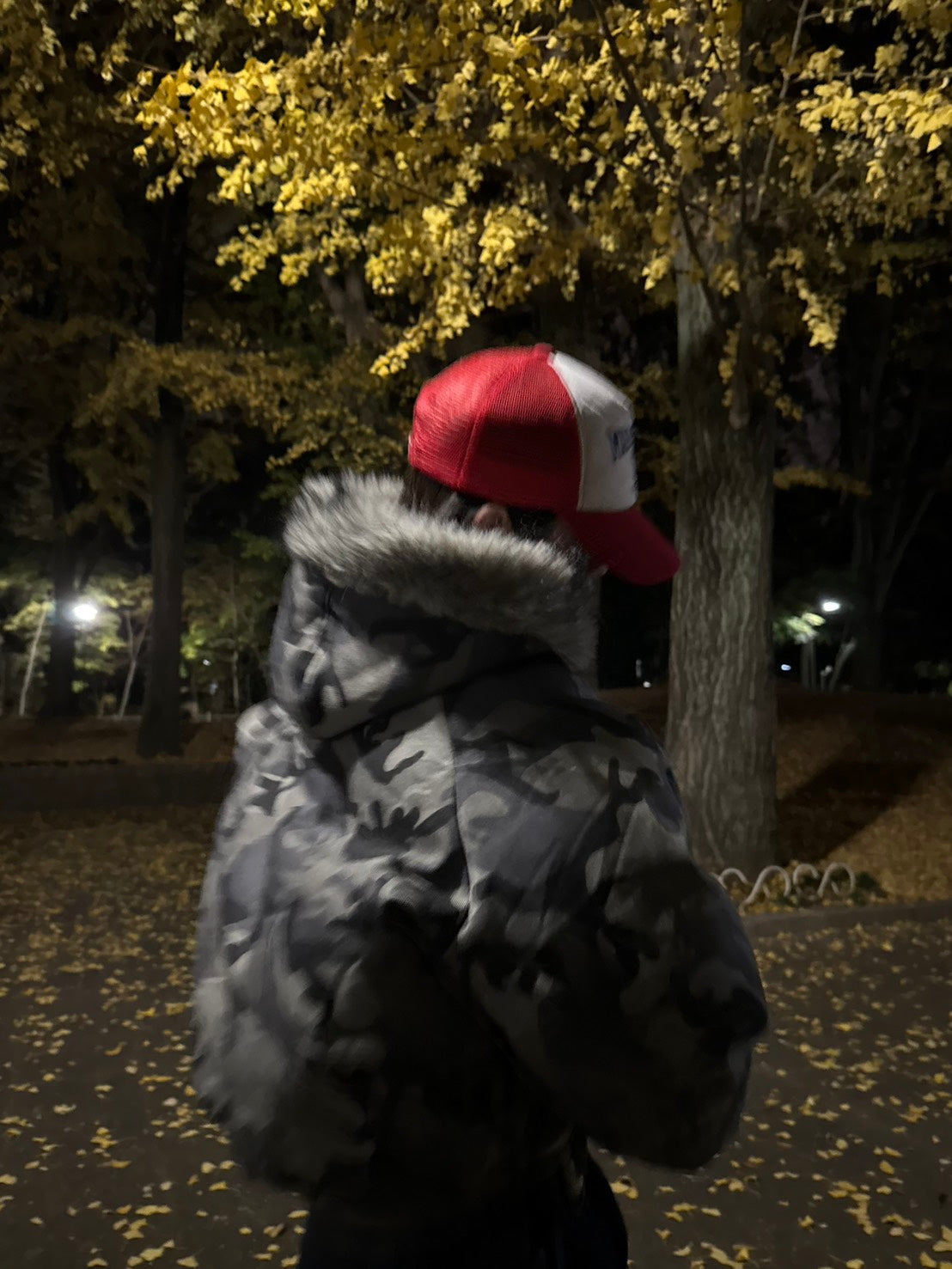 迷彩ファー付きフード中綿ショートジャケット　PP006