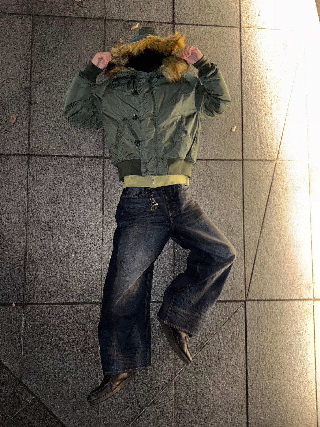 ファーフード付きN-2Bミリタリーショートブルゾン　XF-003