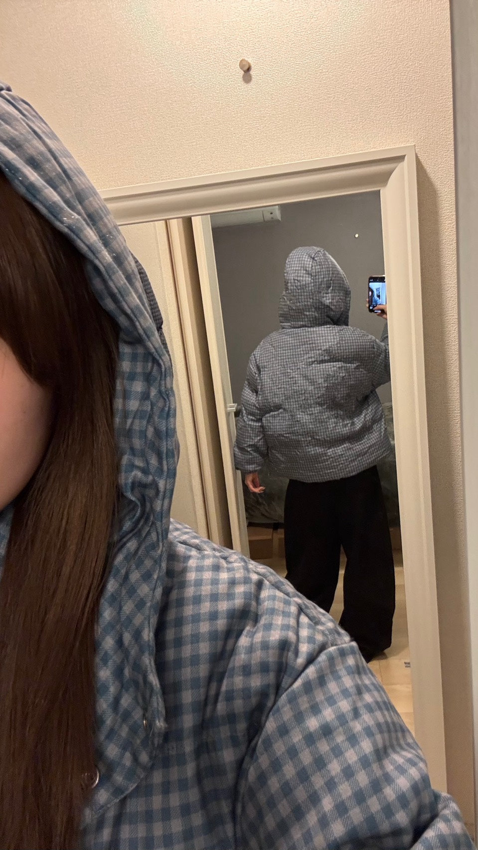 ギンガムチェック中綿ショートパフジャケット SCK-035