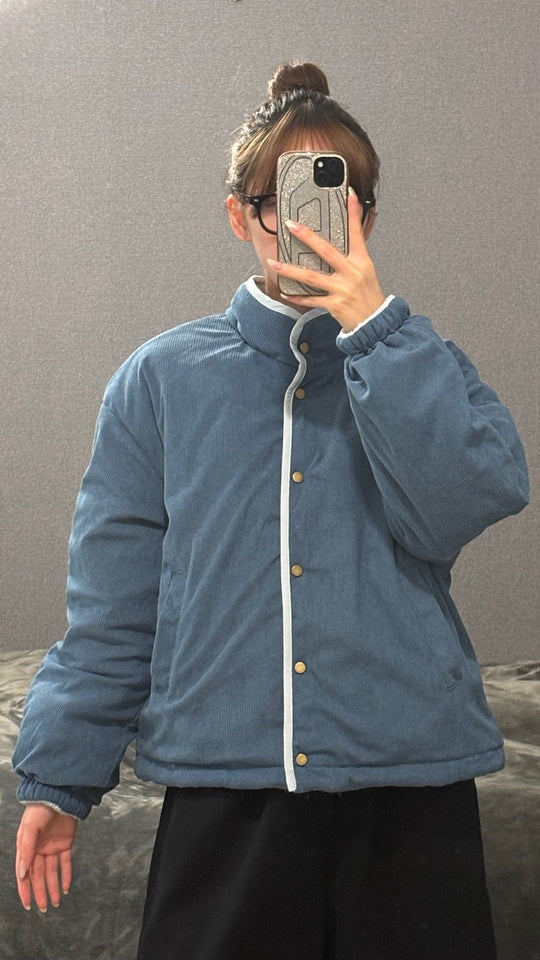 リバーシブル立襟コーデュロイ中綿キルティングブルゾン　SCK-036