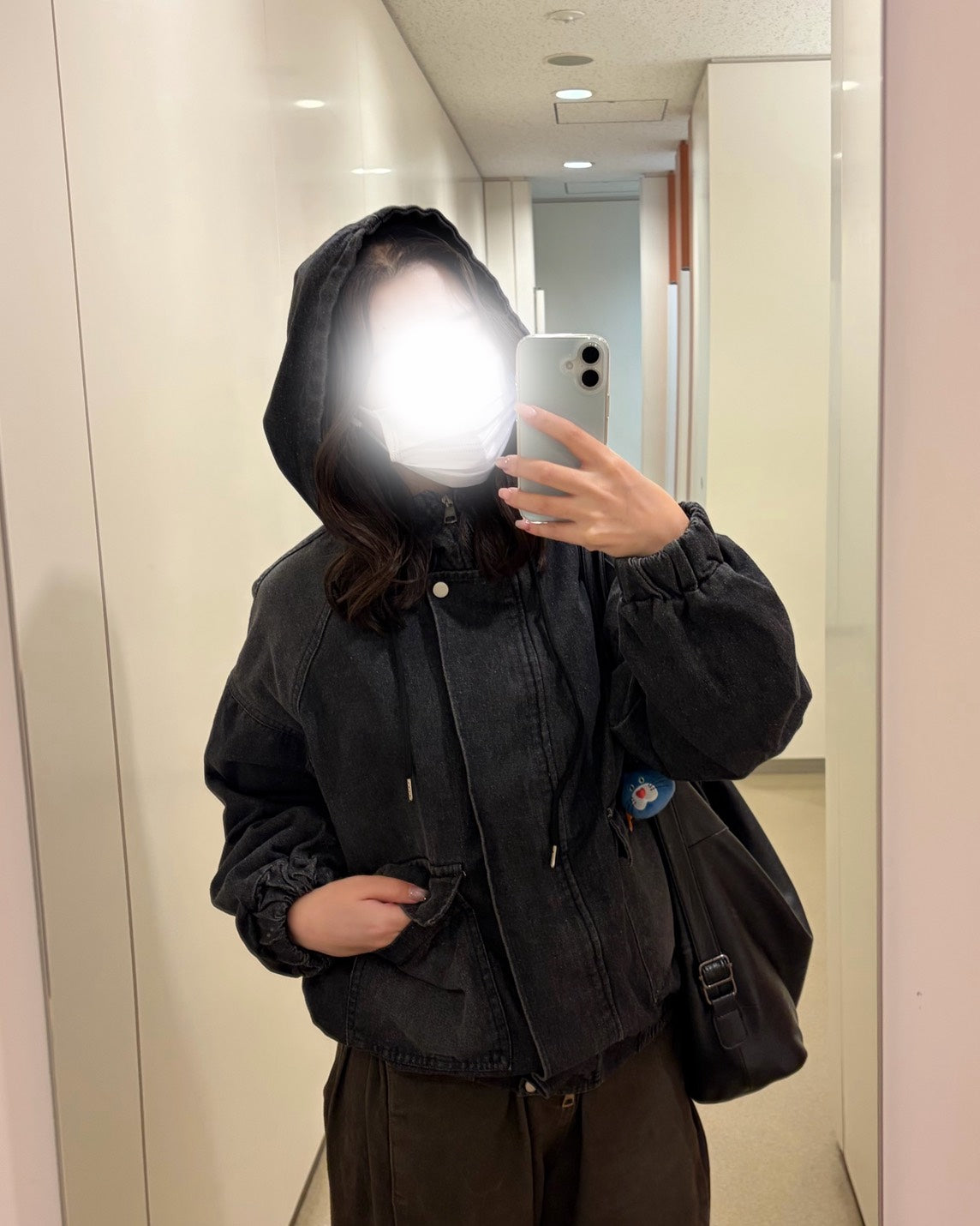 ヴィンテージウォッシュ フーデッドデニムブルゾン　NNK-001