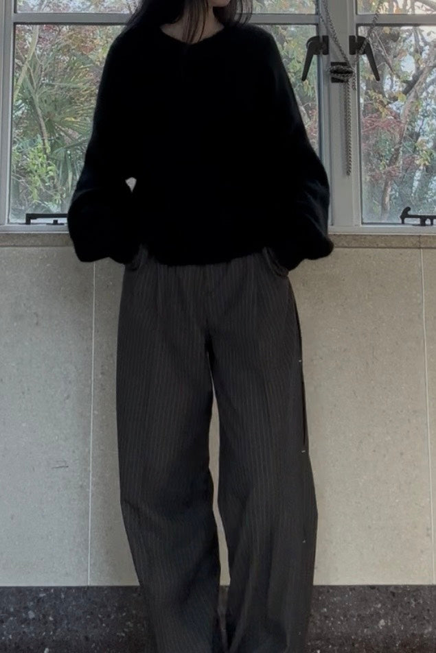 ソフトヤーン Vネックルーズニットトップス　UI-005