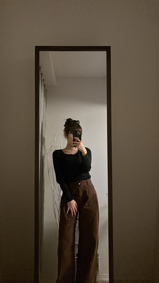 ドットリボンネック レトロロングスリーブ　RIM-006