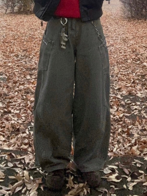 ストライプカーブ ワイドデニムカーゴパンツ　EA-012