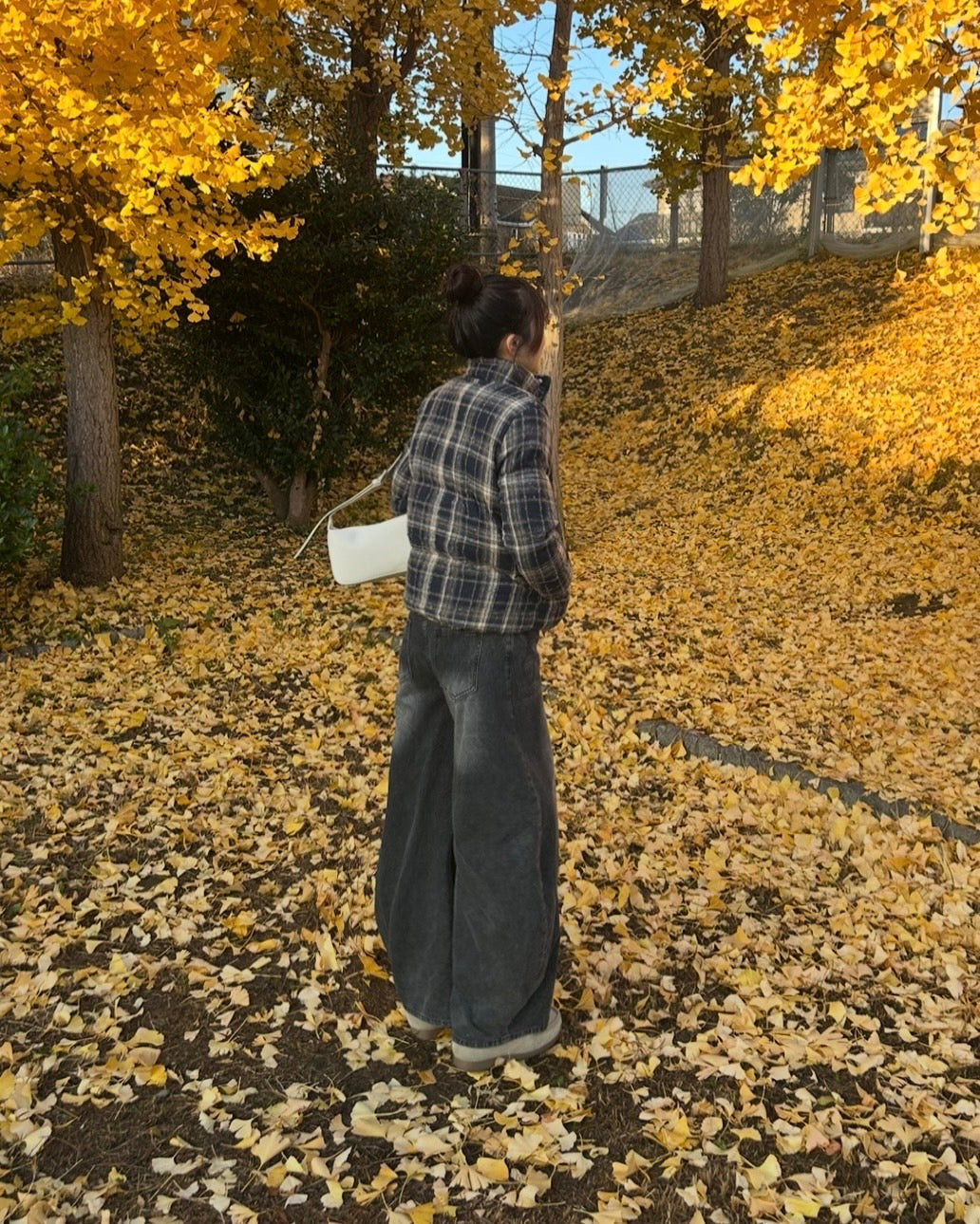 チェックキルティング ドローコード中綿ブルゾン CA-001