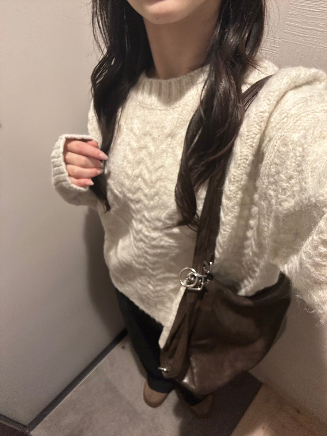 モヘアタッチ ケーブルオーバーニット　OT-032