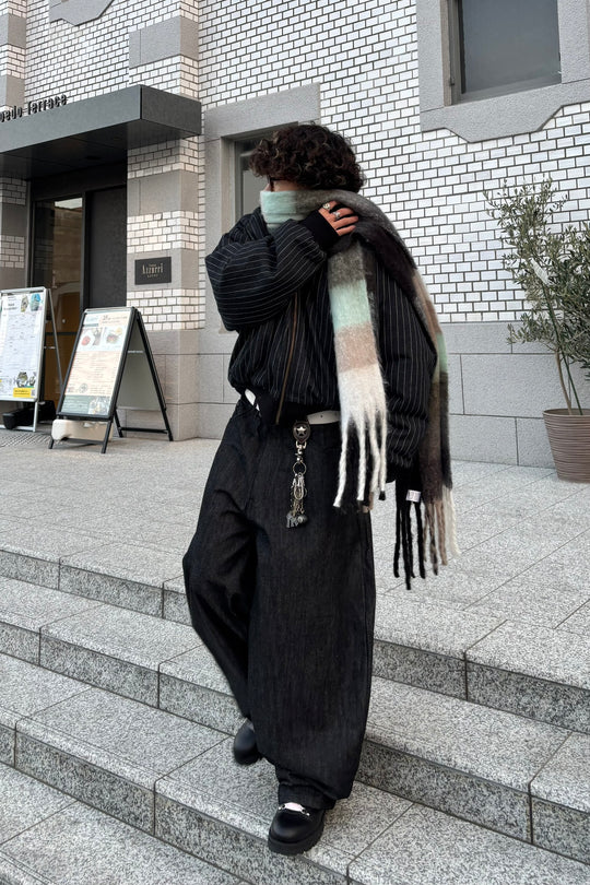 レオパードライナー ストライプ中綿フーディブルゾン AM-001