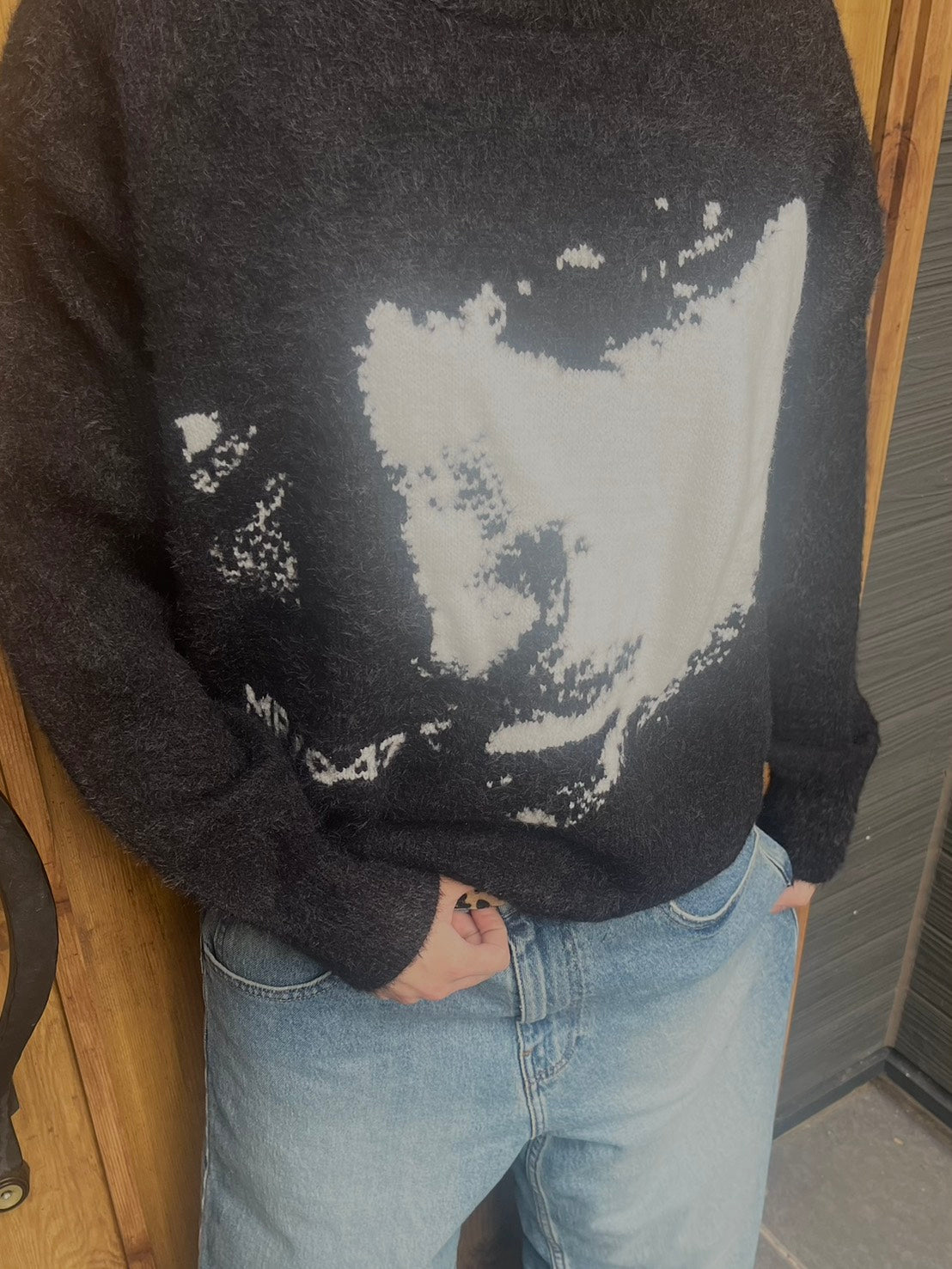 アートフェイスジャカードルーズニット　IX-001