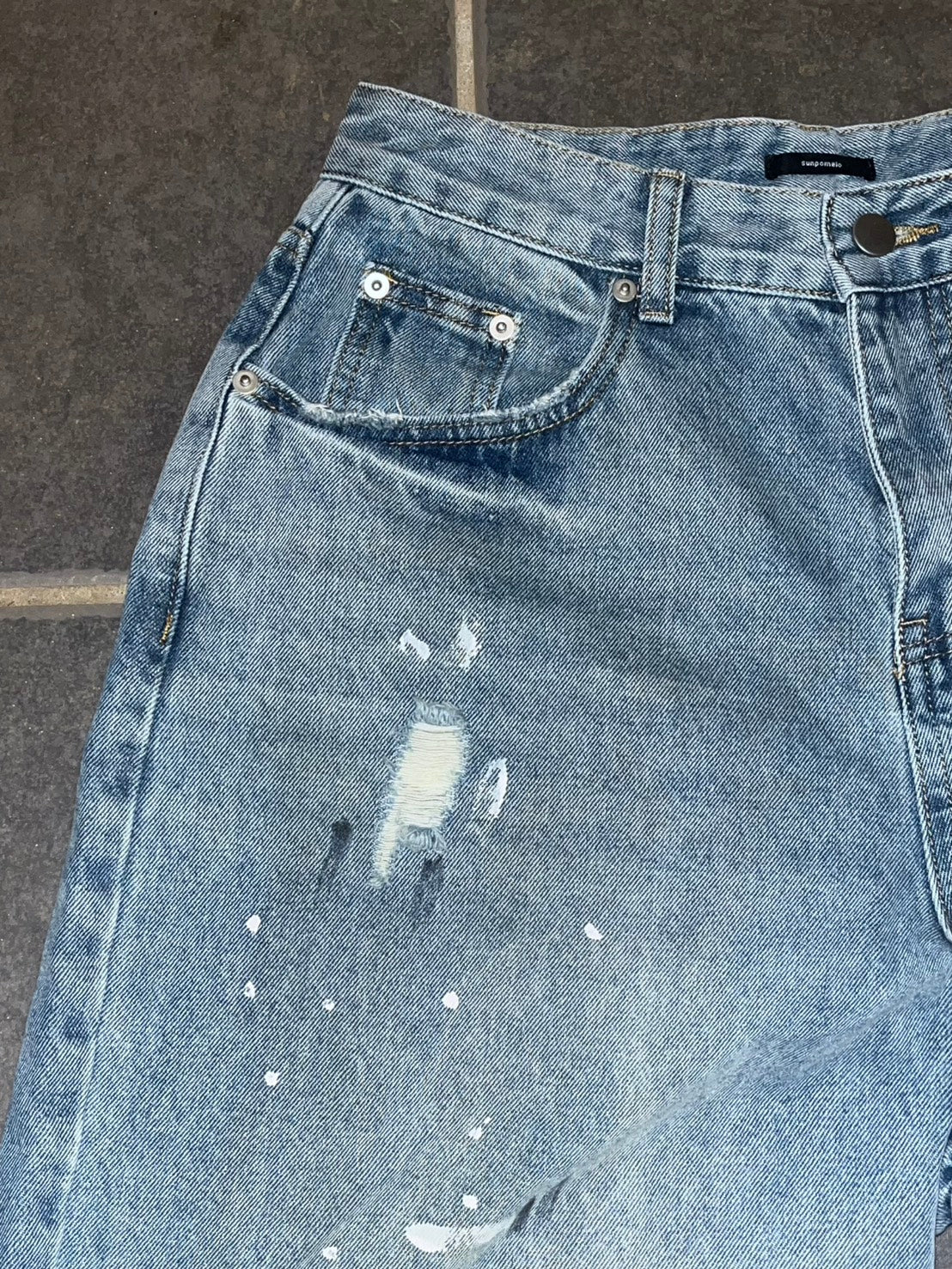 ペイントウォッシュワイドストレートデニム IX-002