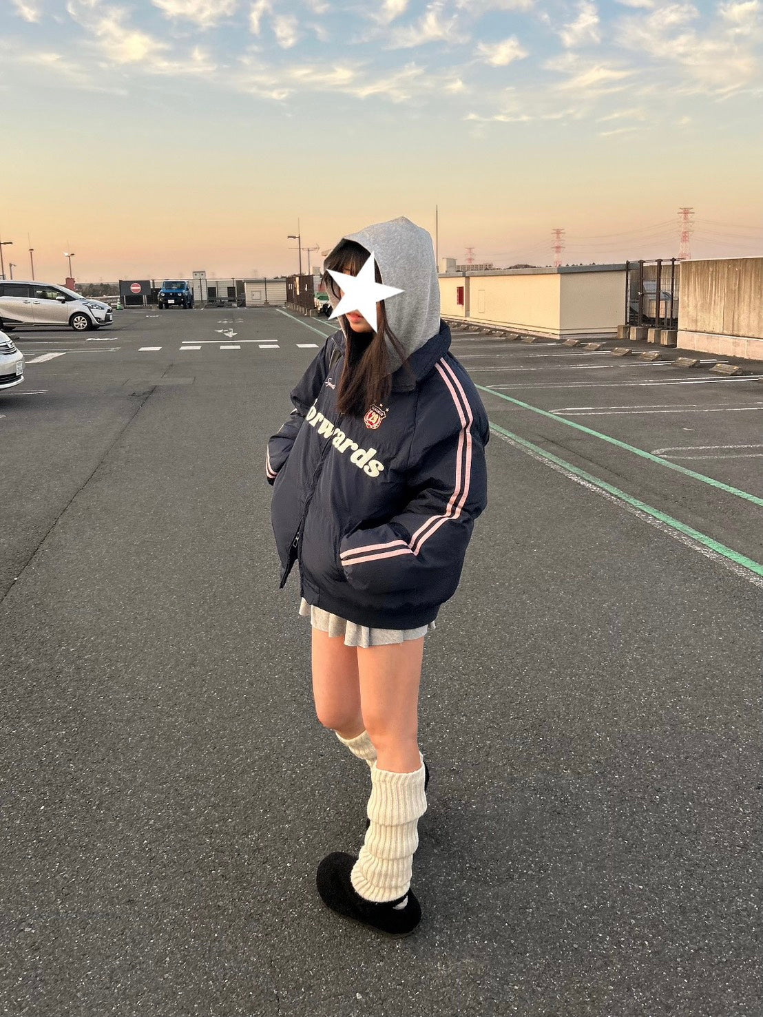 ライン配色スタンドカラーパファージャケット MI-035