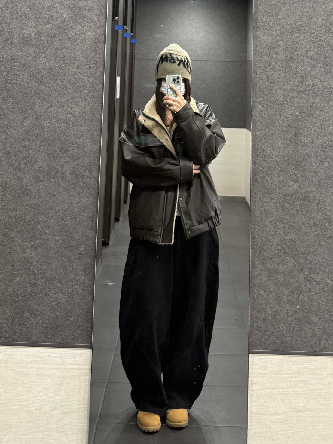 ヴィンテージレザー×ボアスタンドジャケット　LXY-006