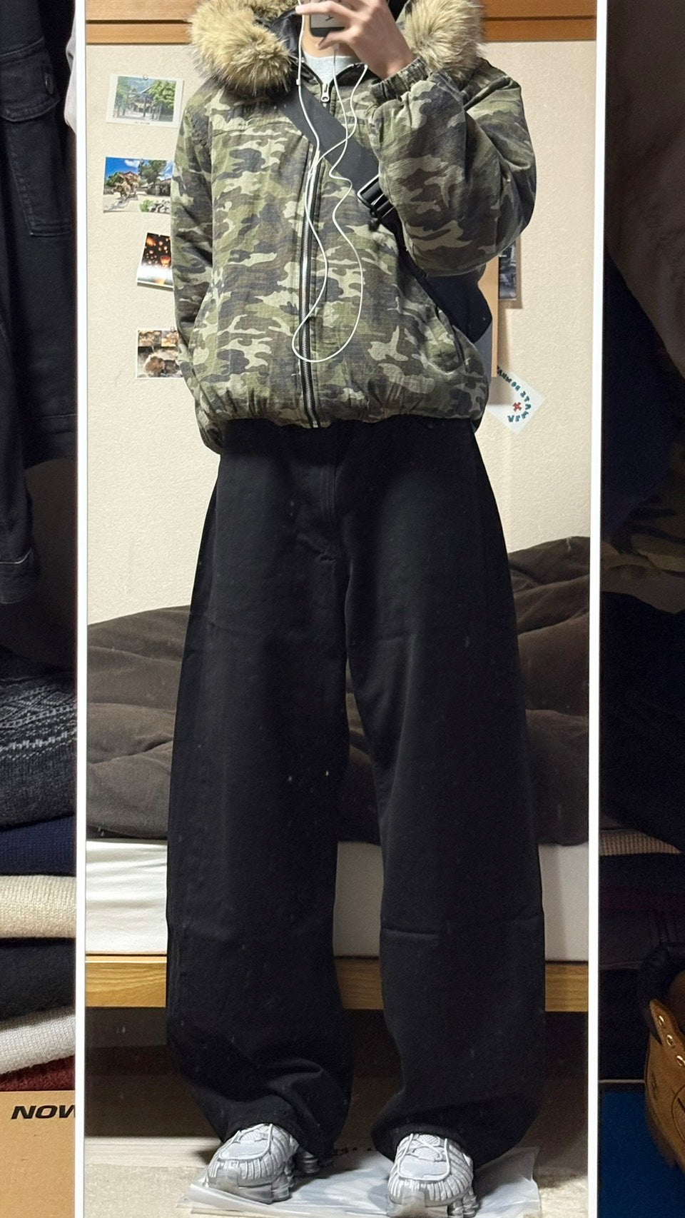 迷彩ファーフード重厚中綿ミリタリーブルゾン　HR-017