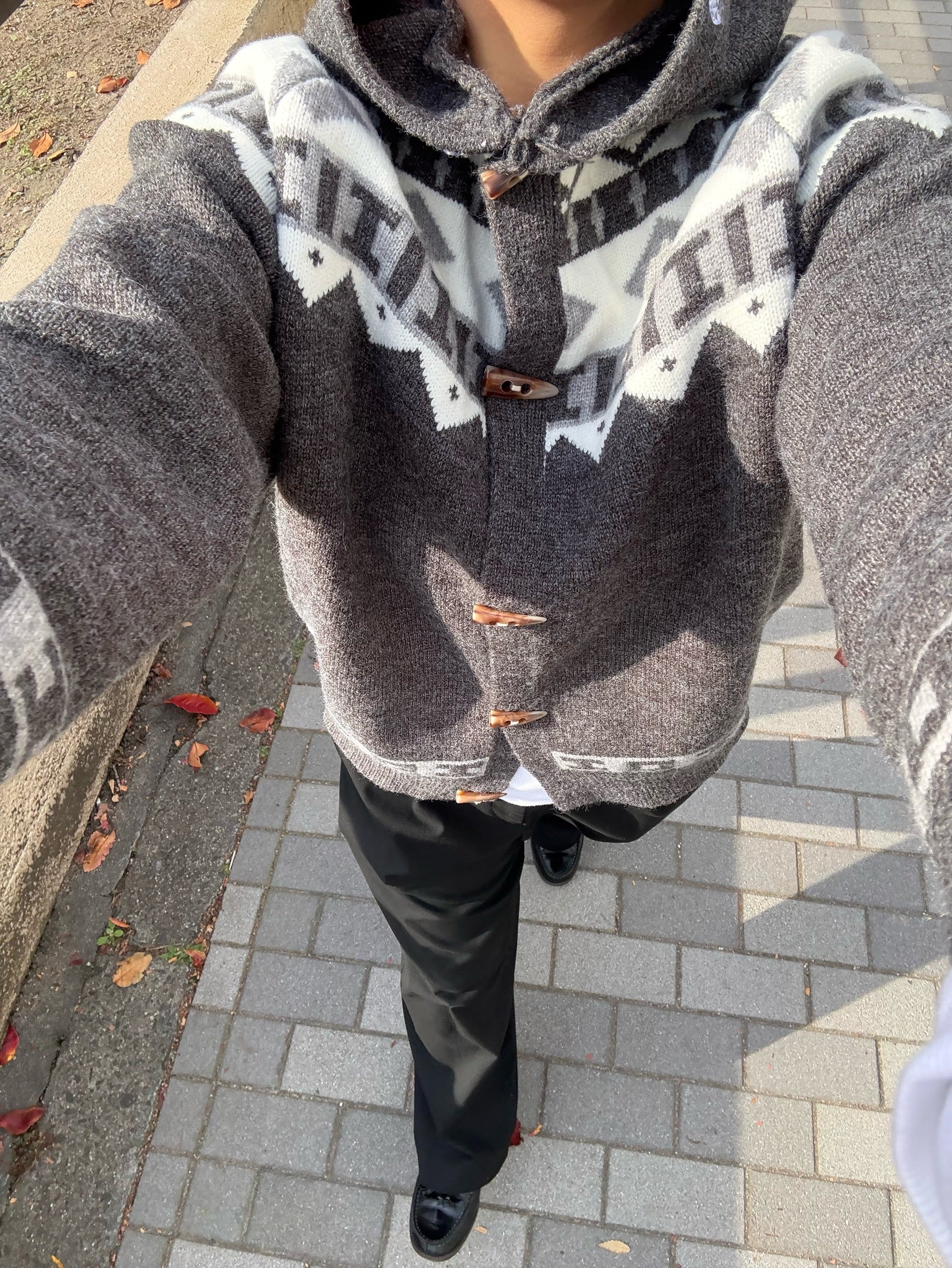 フェアアイルフード付きニットカーディガン　YT-006