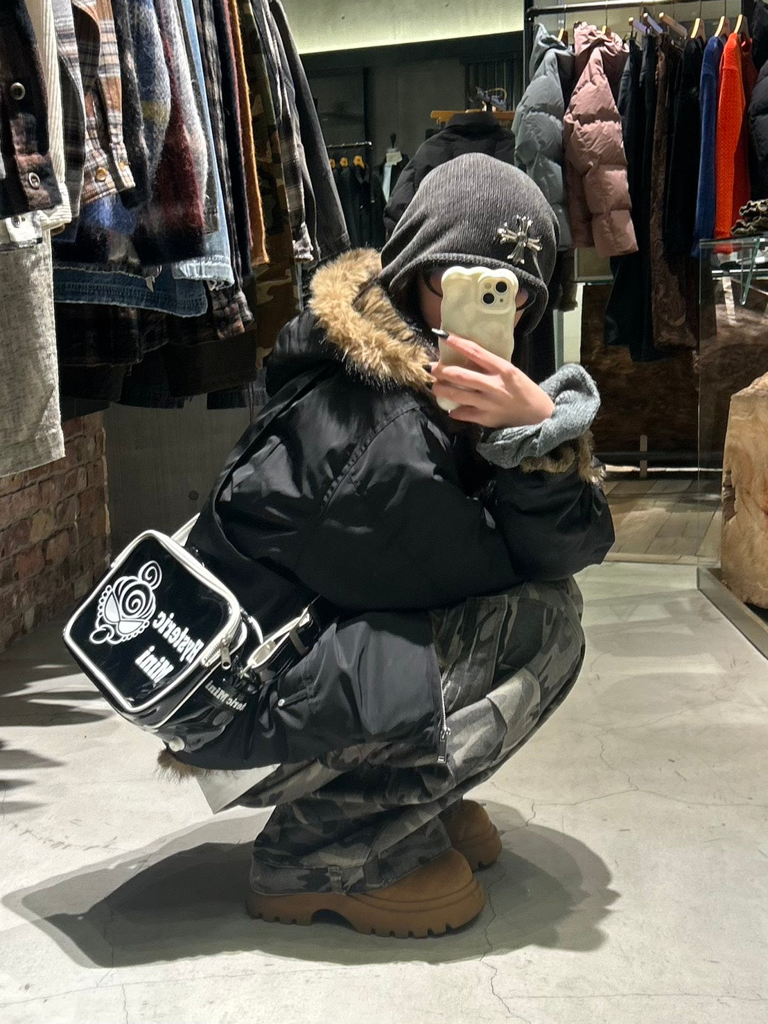 ファーフード付きアメリカンヴィンテージパデッドジャケット　MI-037