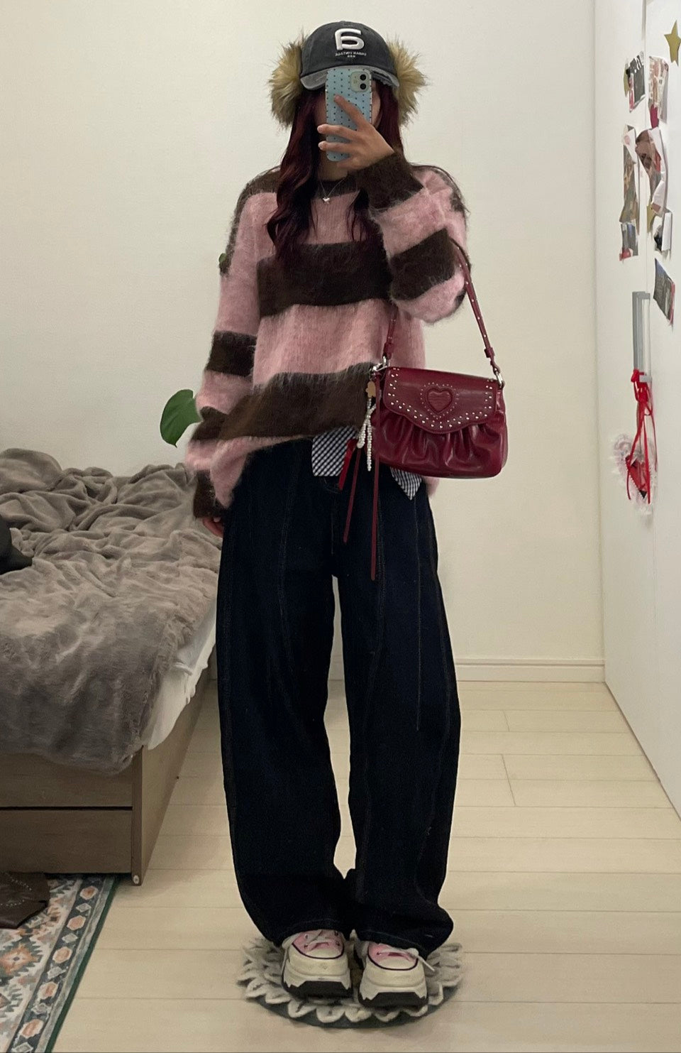 モヘアボーダーオーバーサイズニット BIBI-007