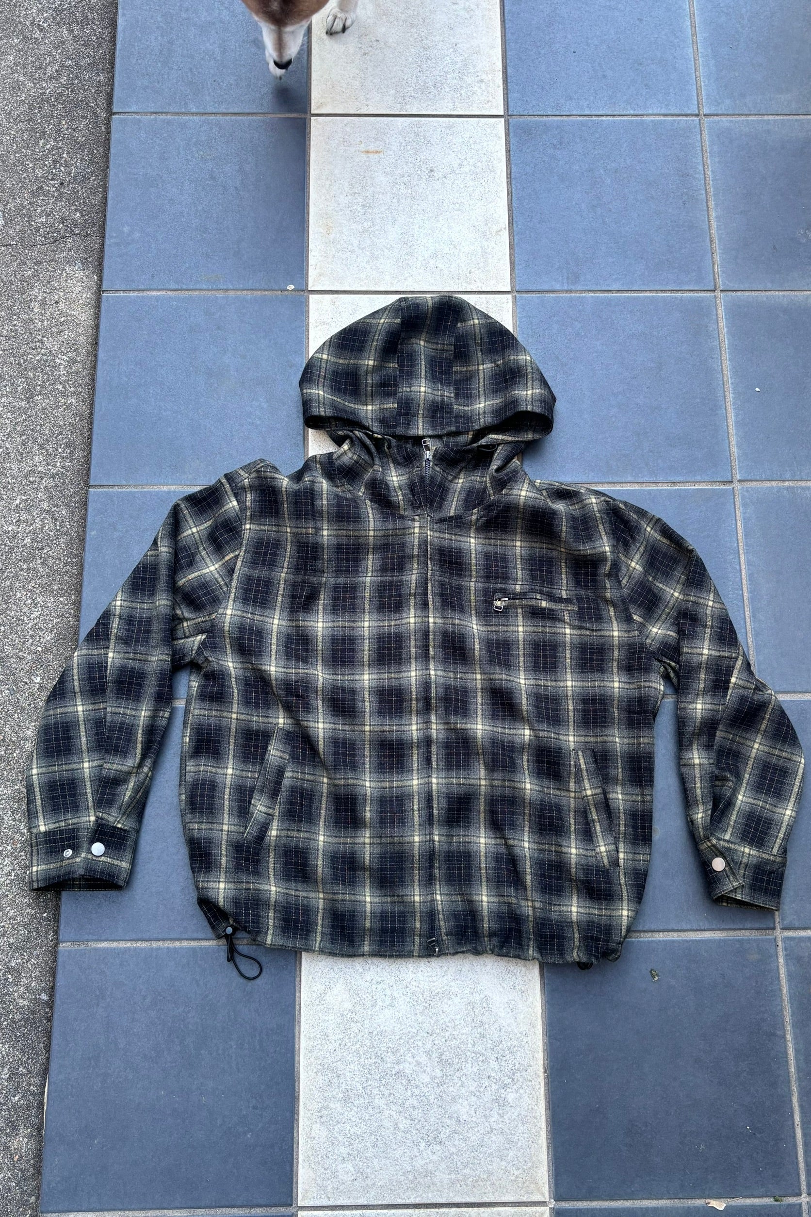 チェックフーディーAラインジップジャケット AM-002