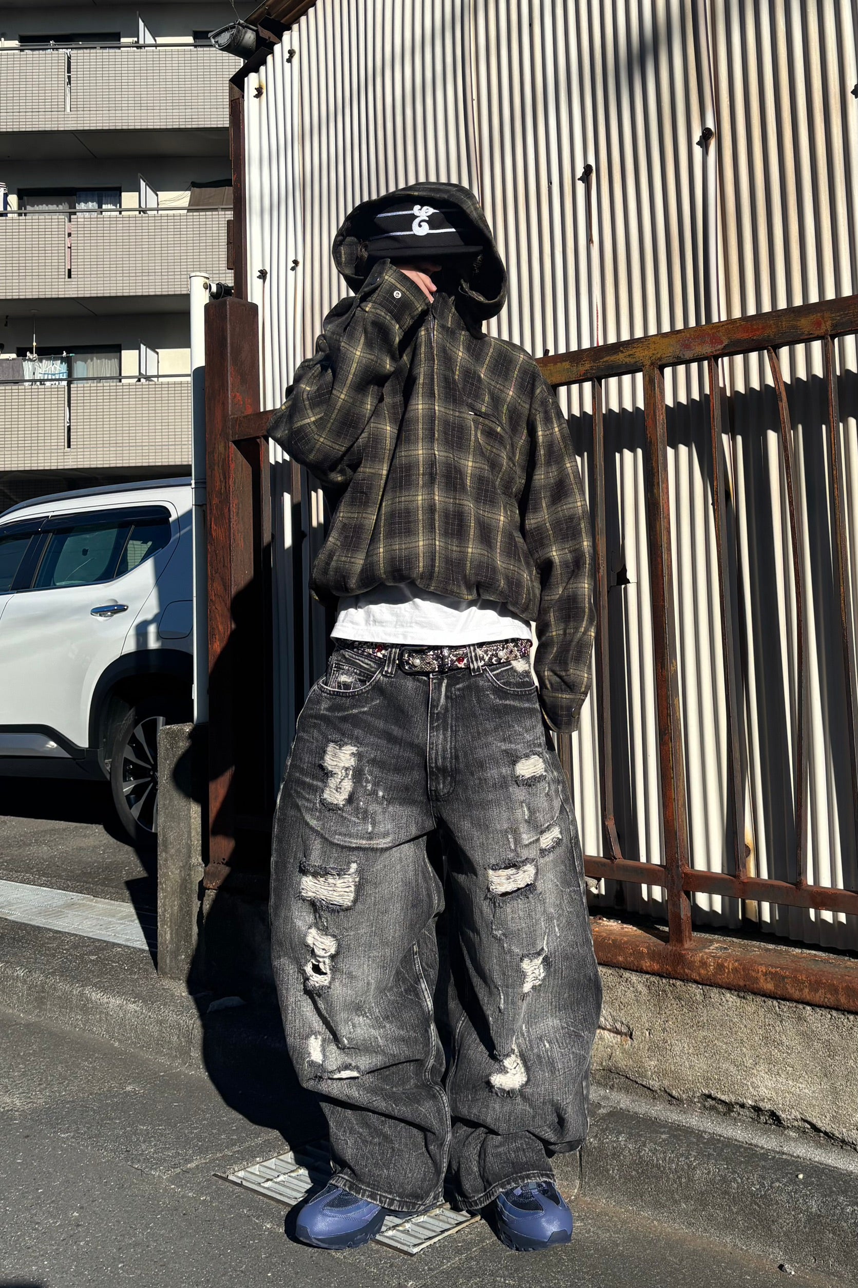 チェックフーディーAラインジップジャケット AM-002