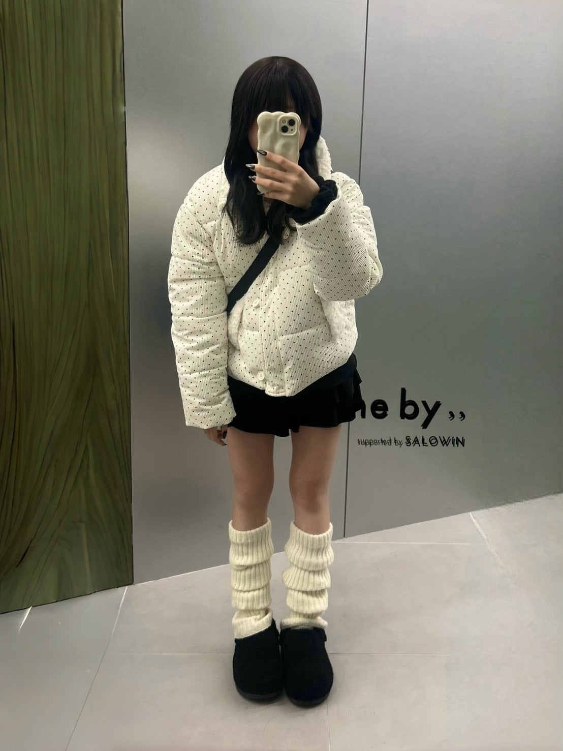 ドット柄ショートボリュームパデッドジャケット MI-038