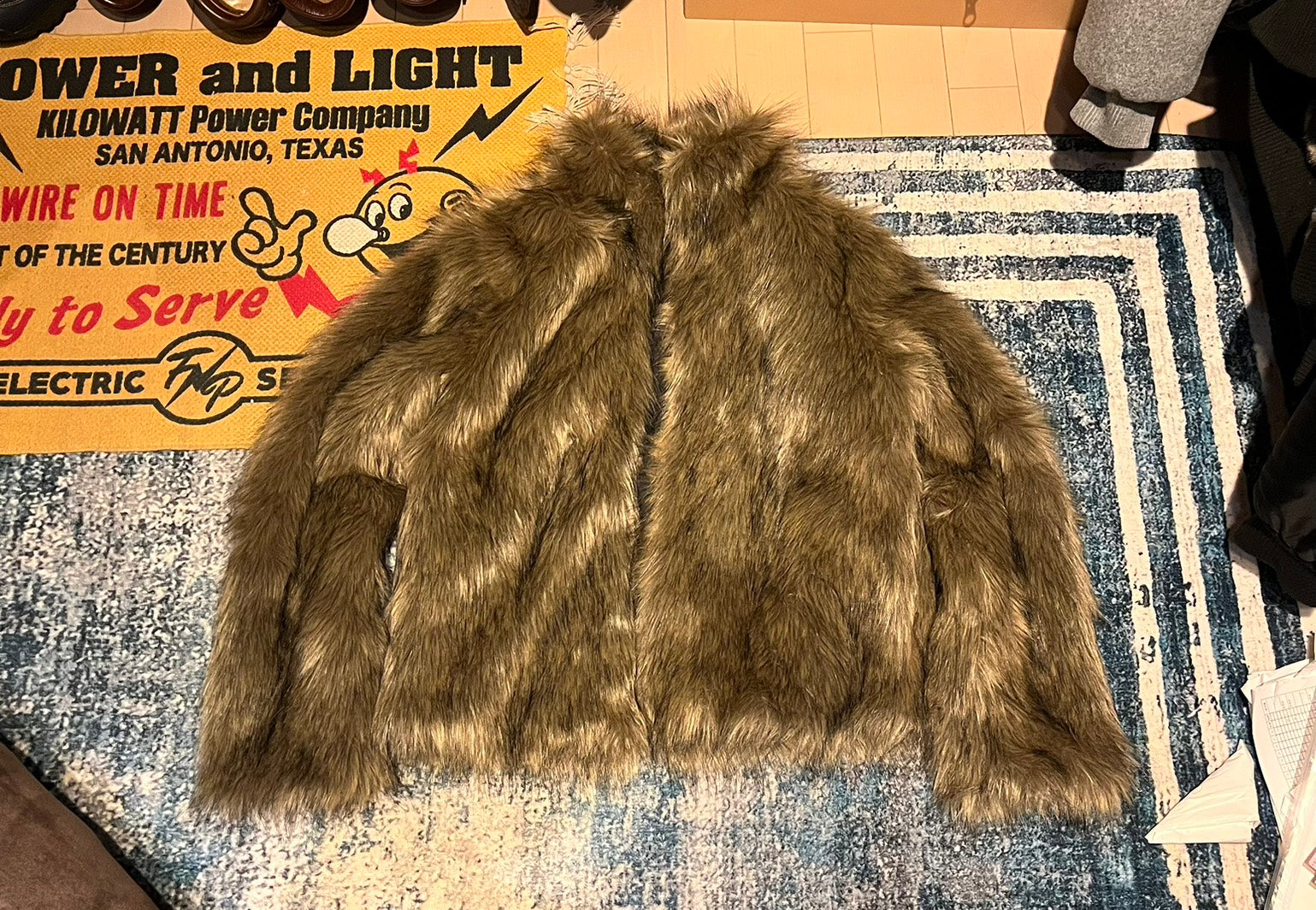 エコファーブラウンショートファージャケット MEN-013