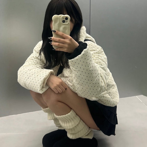 ドット柄ショートボリュームパデッドジャケット MI-038