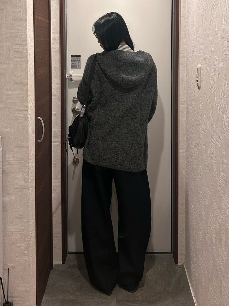 メランジグレーシャギーフーディージップニット OT-036