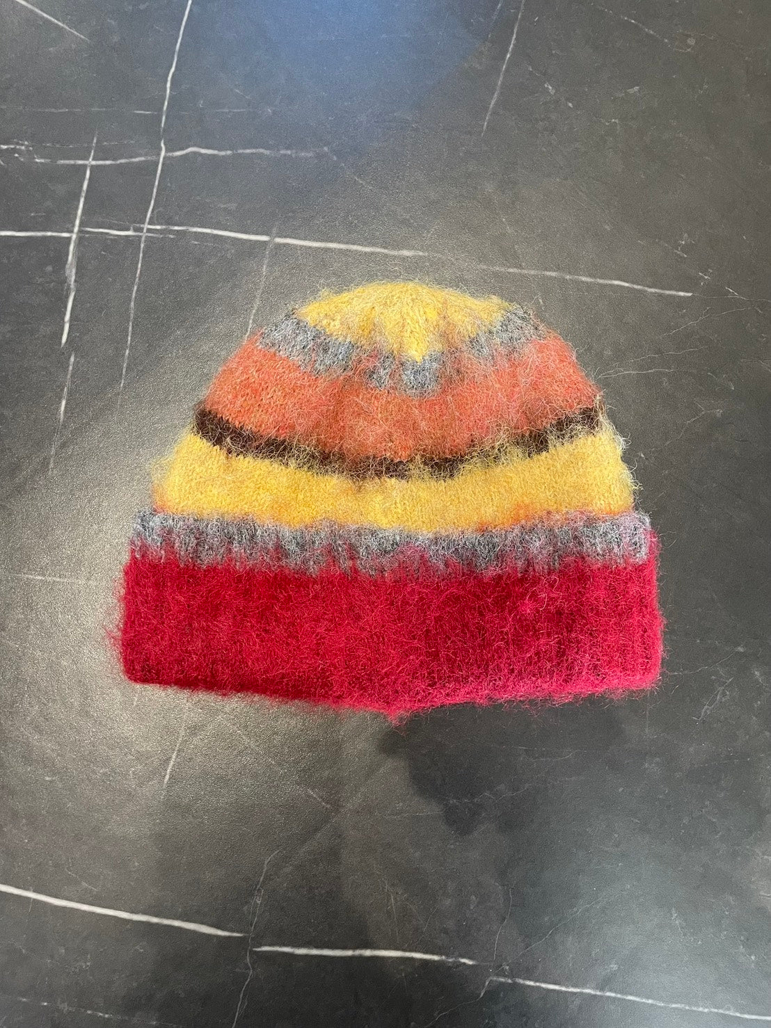 カラーブロック シャギーニットビーニー　BIBI-010