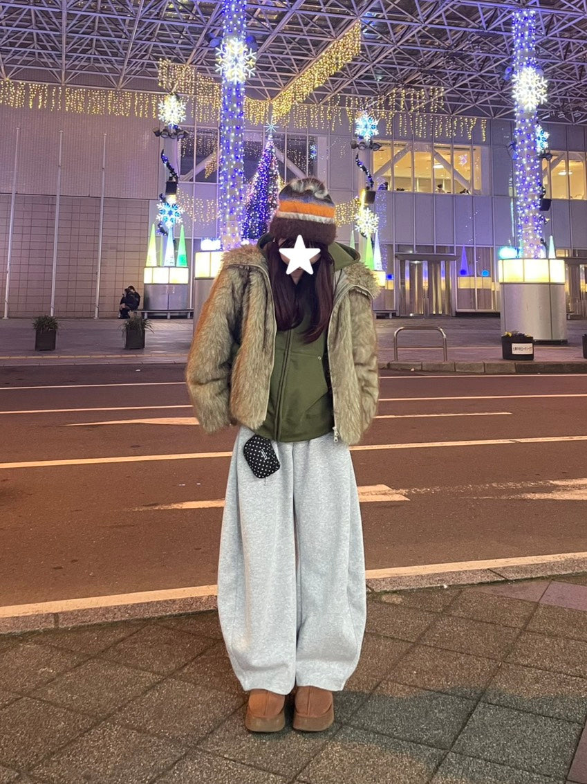 カラーブロック シャギーニットビーニー　BIBI-010