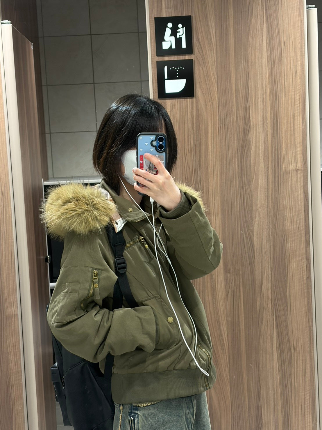 ミリタリーファー付きショートジャケット　AKA-003