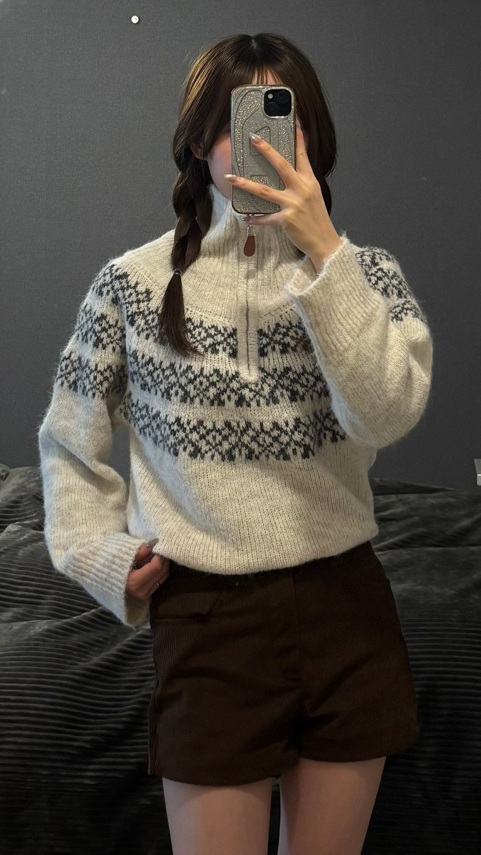 フェアアイル柄 ハーフジップニット SCK-038