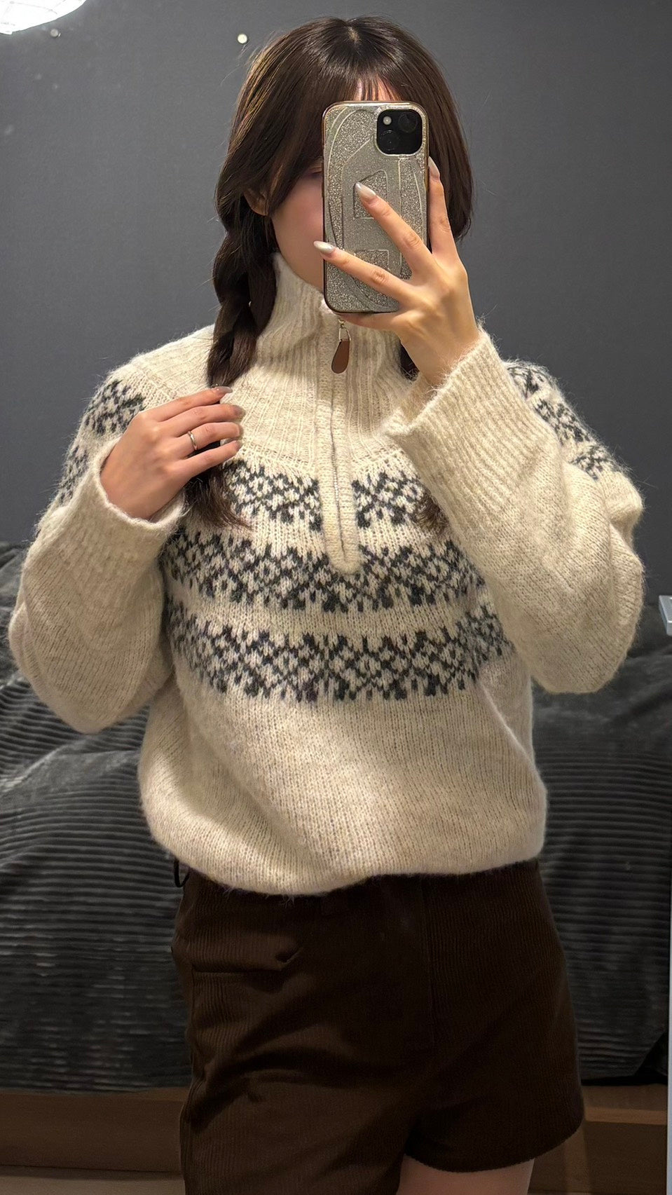 フェアアイル柄 ハーフジップニット SCK-038