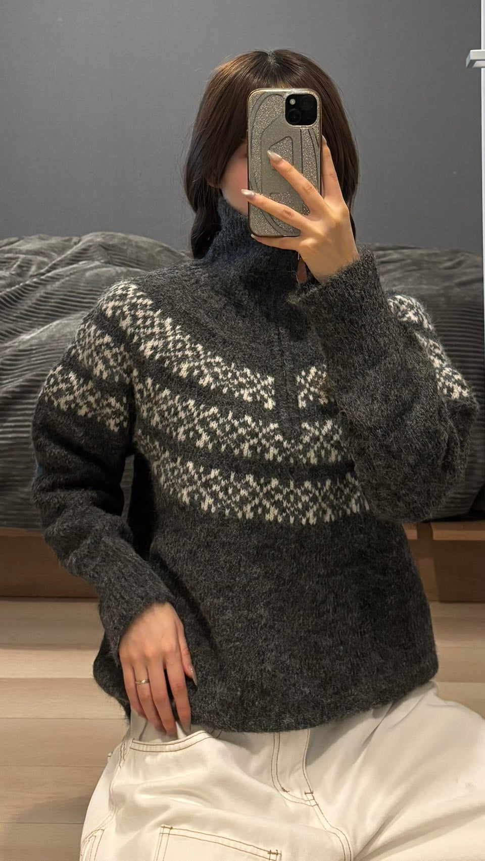 フェアアイル柄 ハーフジップニット SCK-038