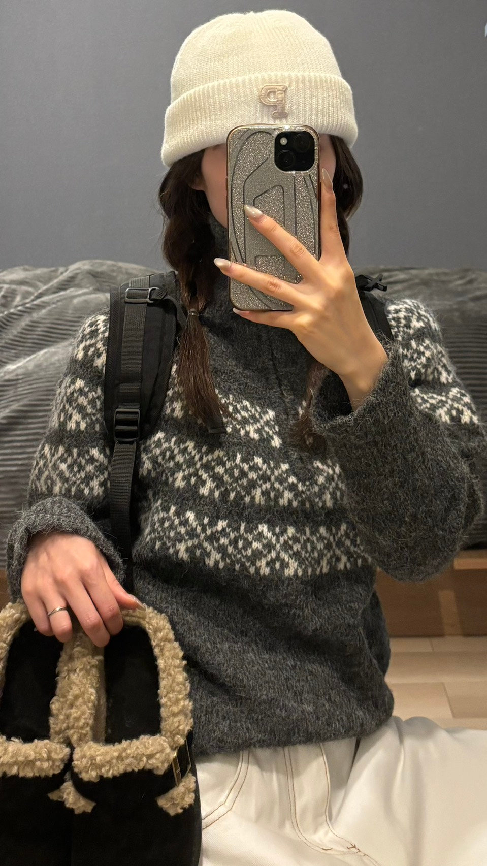 フェアアイル柄 ハーフジップニット SCK-038