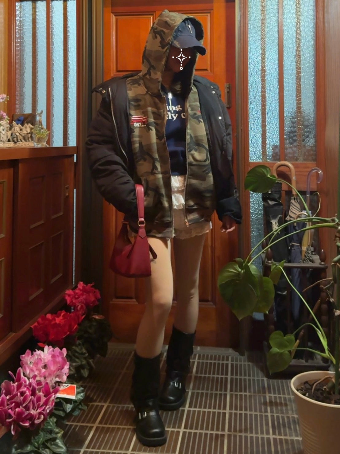 ナンバー入り迷彩フーディ KN006