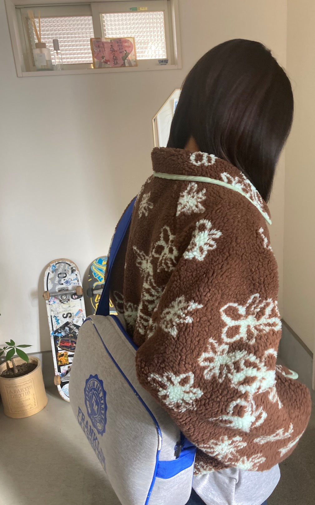 リバーシブルフラワーボア ショートジャケット IRH-001