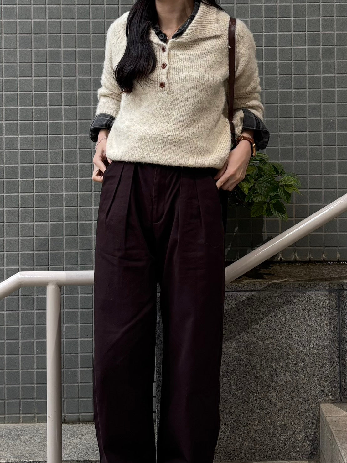 ハーフボタンニットトップス CLG005