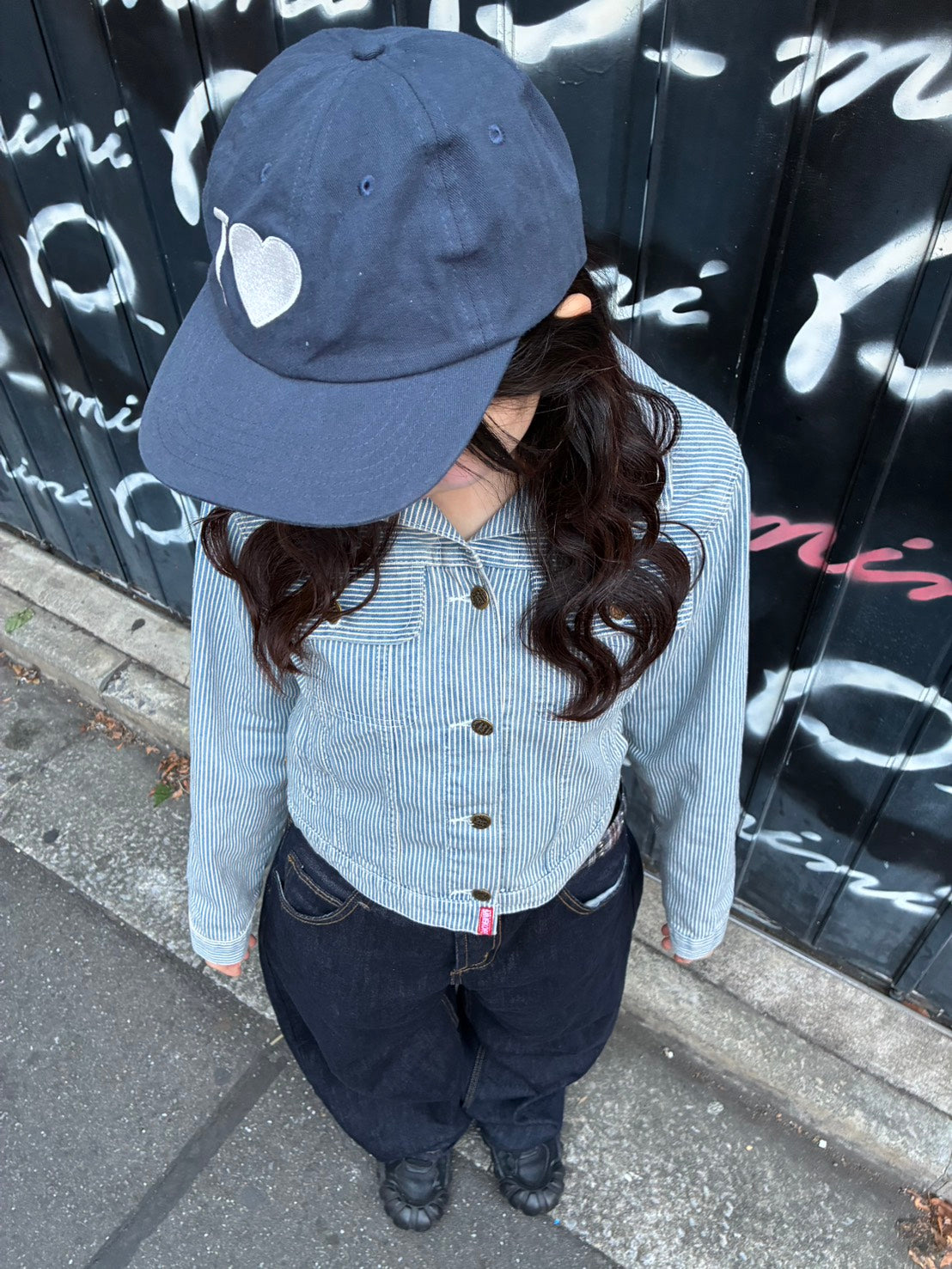 ヒッコリーストライプ・クロップド丈トラッカージャケット PC005