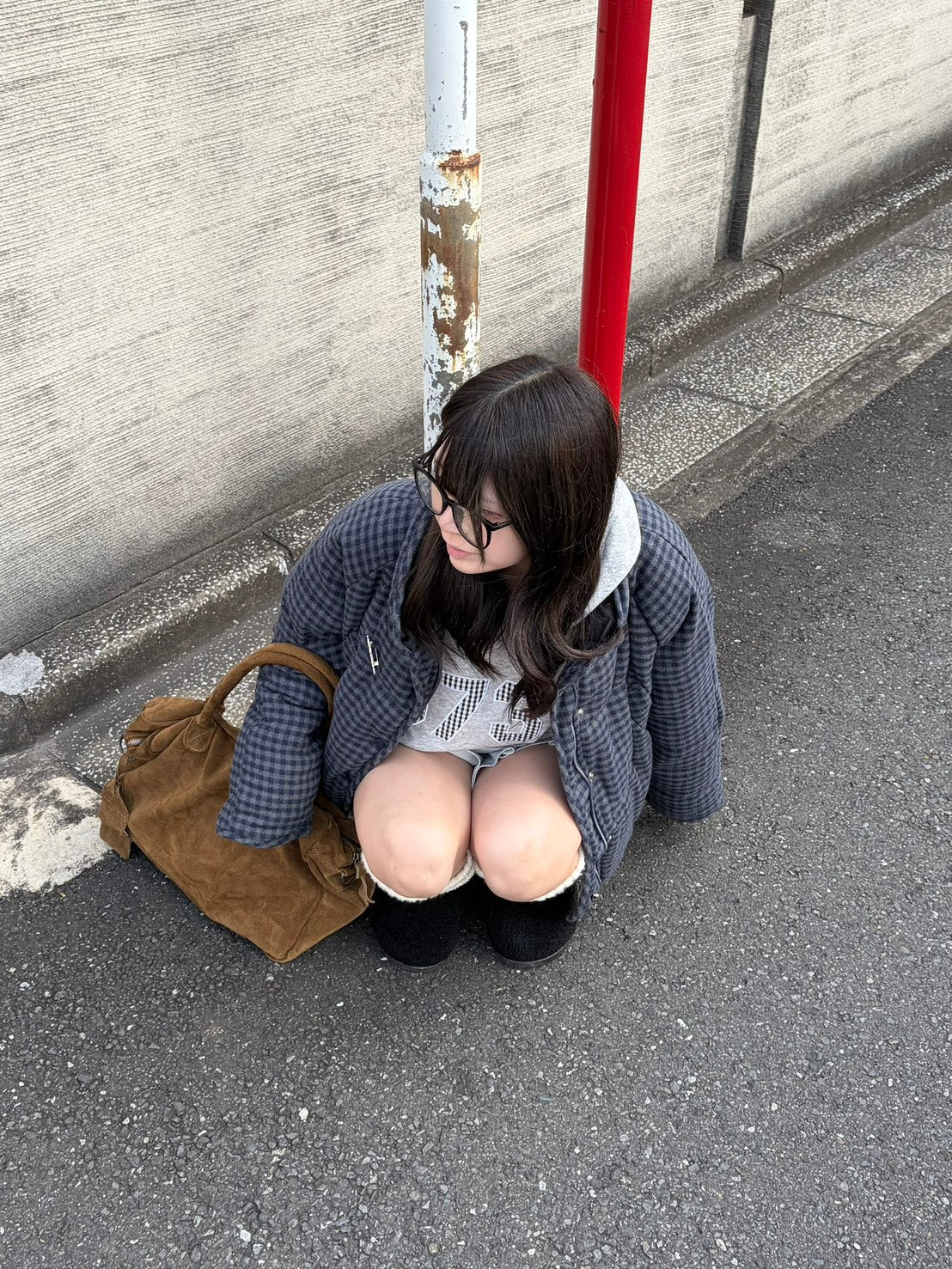 ドローコード付きチェックダウン MI-042