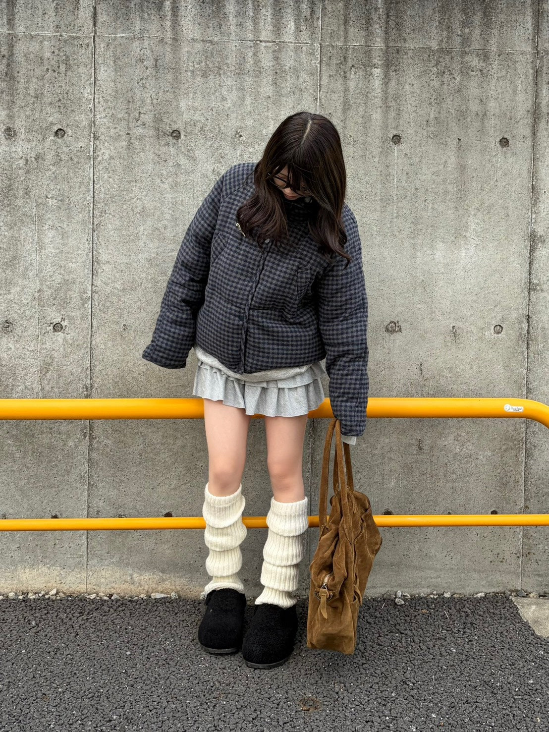 ドローコード付きチェックダウン MI-042