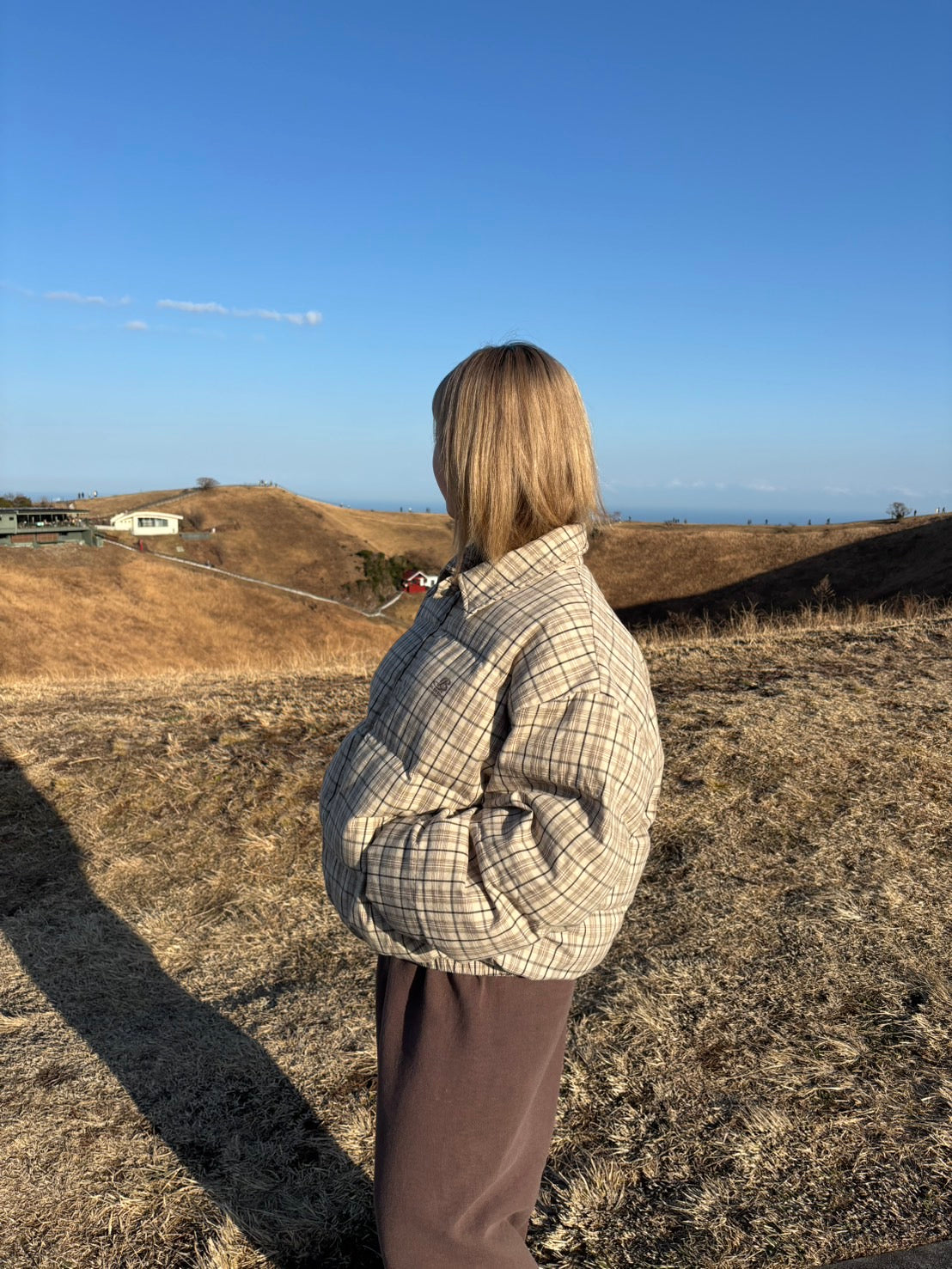 襟付き中綿チェックジャケット KA006