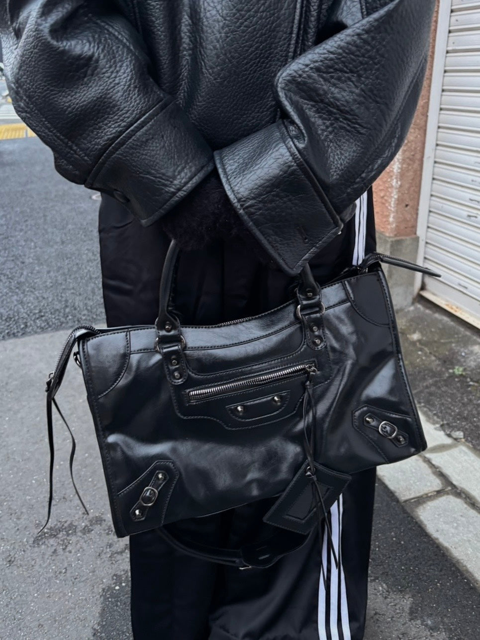 モトデザイン レザーライク ボストンバッグ　NEG-003